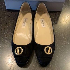 Jimmy Choo black suede flats